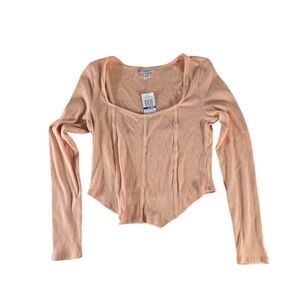 Just Felly Fitted Asymmetrical Pink Blouse Long Sleeves